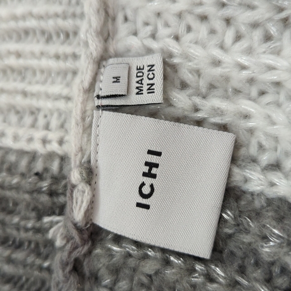 Ichi Colour Block Grey Knit V Neck Sweater Medium - Picture 5 of 9